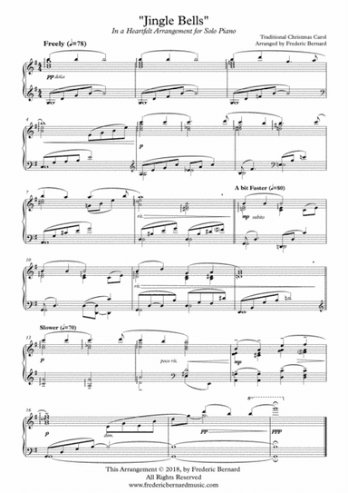 Jingle Bells - Soft Piano Version (Easy Christmas Arrangement) (arr. Frederic Bernard)