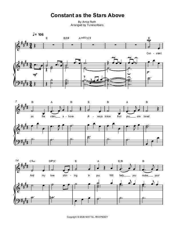 Constant As The Stars Above. from Barbie as Rapunzel (arr. Tunescribers)