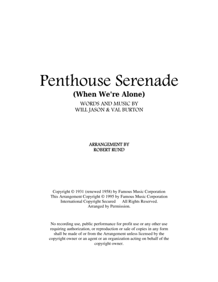 Penthouse Serenade (arr. Robert Rund)