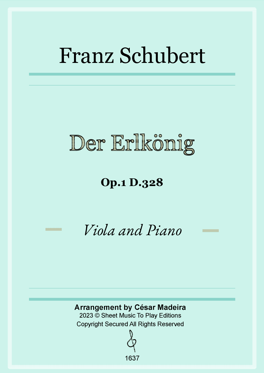 Der Erlkönig by Schubert - Viola and Piano (Full Score and Parts) (arr. César Madeira)