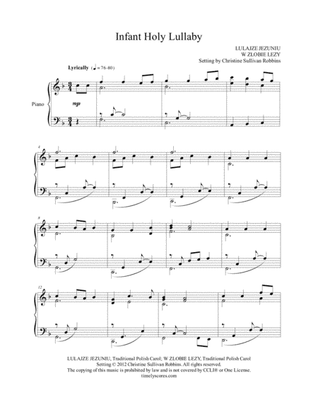 Infant Holy Lullaby (arr. Christine Sullivan Robbins)