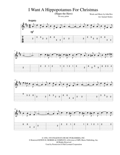 I Want A Hippopotamus For Christmas (Hippo The Hero) (arr. Samuel Stokes)