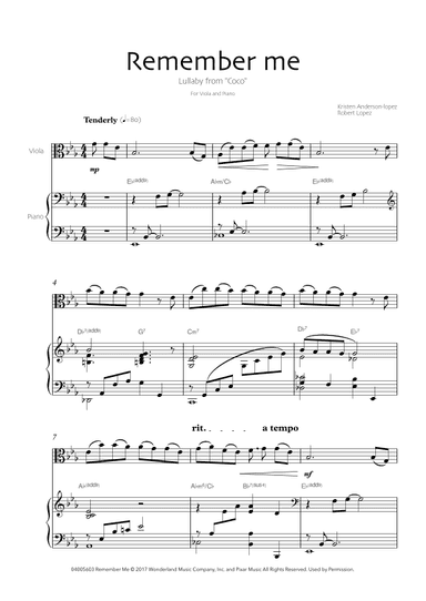 Remember Me (lullaby) (arr. Robin Hood Editions)