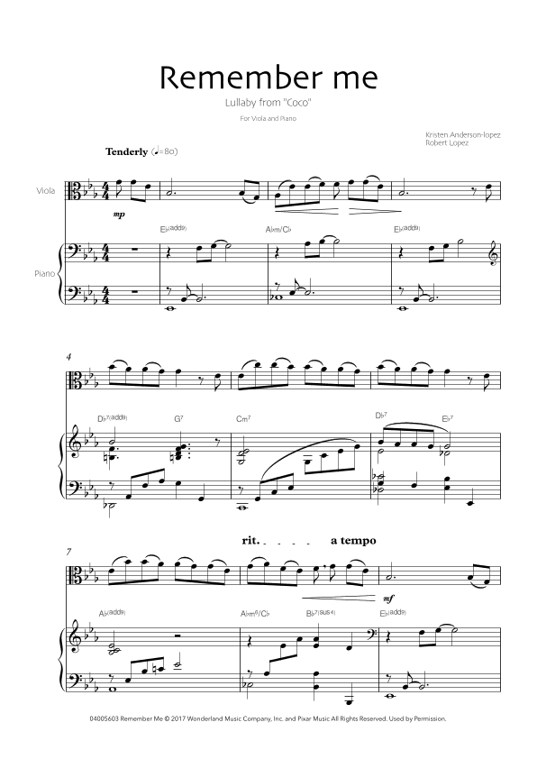 Remember Me (lullaby) (arr. Robin Hood Editions)