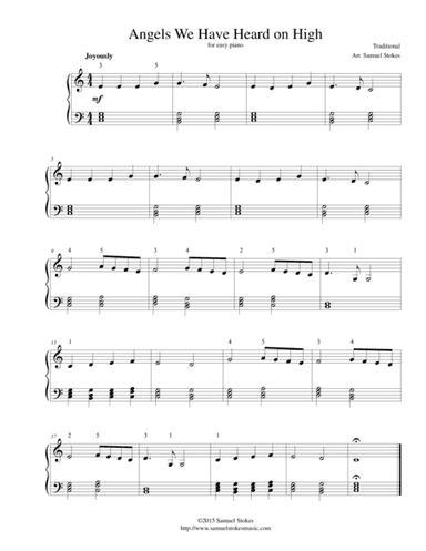 Angels We Have Heard on High - for easy piano (arr. Samuel Stokes)