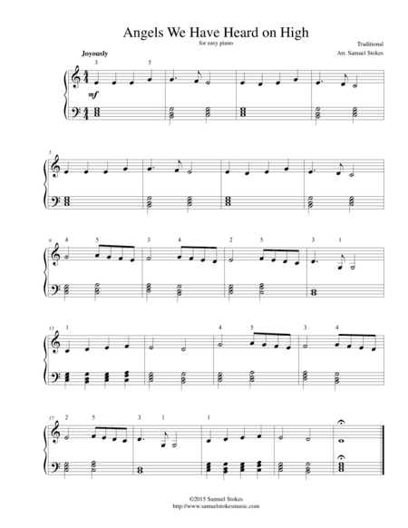 Angels We Have Heard on High - for easy piano (arr. Samuel Stokes)