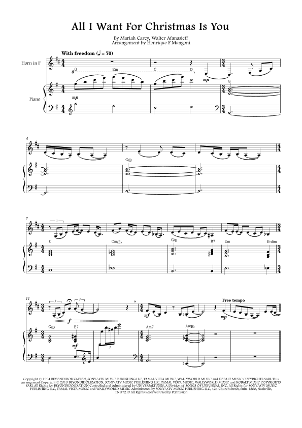 All I Want For Christmas Is You (arr. Henrique F Mangoni)