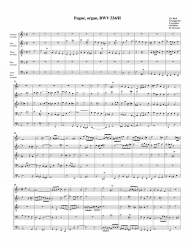 Fugue for organ, BWV 534/II (arrangement for 5 recorders) (arr. Gil Garty)