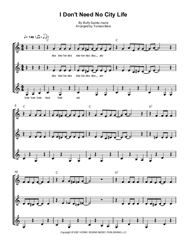 I Don't Need No City Life (arr. Tunescribers)