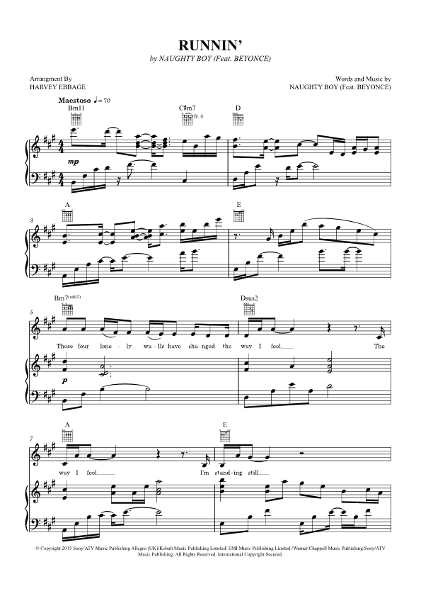 Runnin' (lose It All) (arr. Harvey Ebbage)