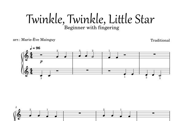 Twinkle Twinkle, Little Star (arr. Marie-Ève Mainguy)
