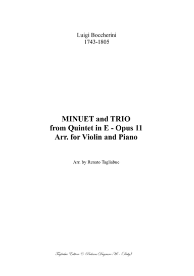 Boccherini - MINUET and TRIO from Quintet in E - Opus 11 - Arr. for Violin and Piano (arr. Renato Tagliabue)