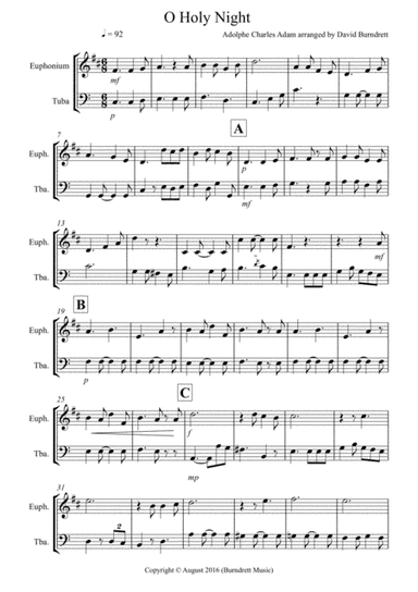 O Holy Night for Euphonium and Tuba Duet (arr. David Burndrett)