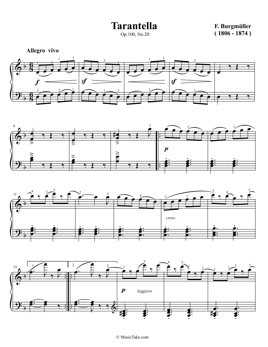 Burgmuller Tarantella Op.100 No.20 (arr. Ben Choupak)