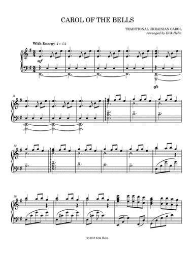 Carol of the Bells (piano solo) (arr. Erik Helm)