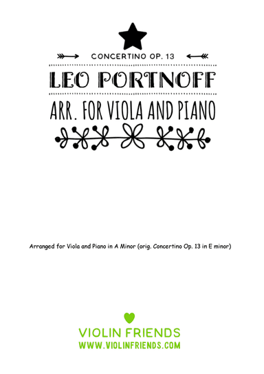 Concertino by Leo Portnoff Op.13 arr.for Viola and Piano (arr. Violin Friends)