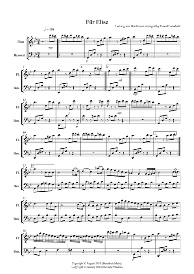 Für Elise for Flute and Bassoon Duet (arr. David Burndrett)