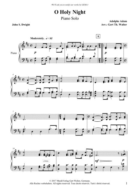 O Holy Night (arr. Gert Th. Walter)