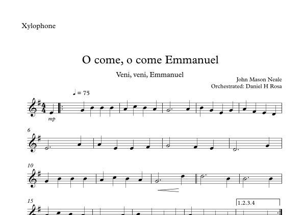 O come, o come Emmanuel - Veni, veni Emmanuel - Christmas Carol - Xylophone (arr. Daniel H Rosa)