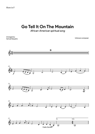 Go Tell It on the Mountain - with orchestral play along (arr. Samuel Sequeira)