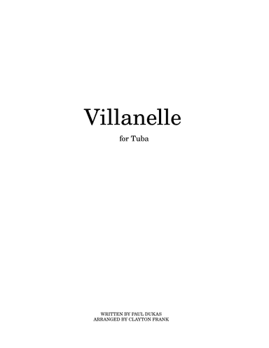 Villanelle for Tuba (arr. Clayton Frank)