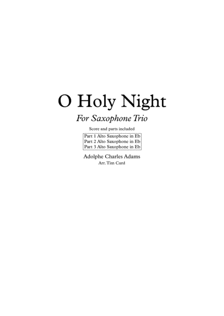 O Holy Night. Saxophone Trio (arr. Tim Curd)