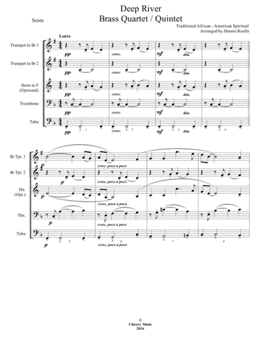 Deep River - Brass Quartet / Quintet - Intermediate (arr. Dennis Ruello)
