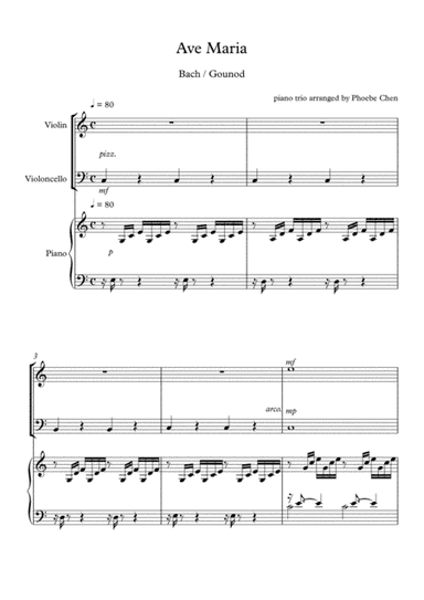 Ave Maria ( by J.S.Bach & Charles Gounod) trio for violin, cello and piano (arr. Phoebe Chen)