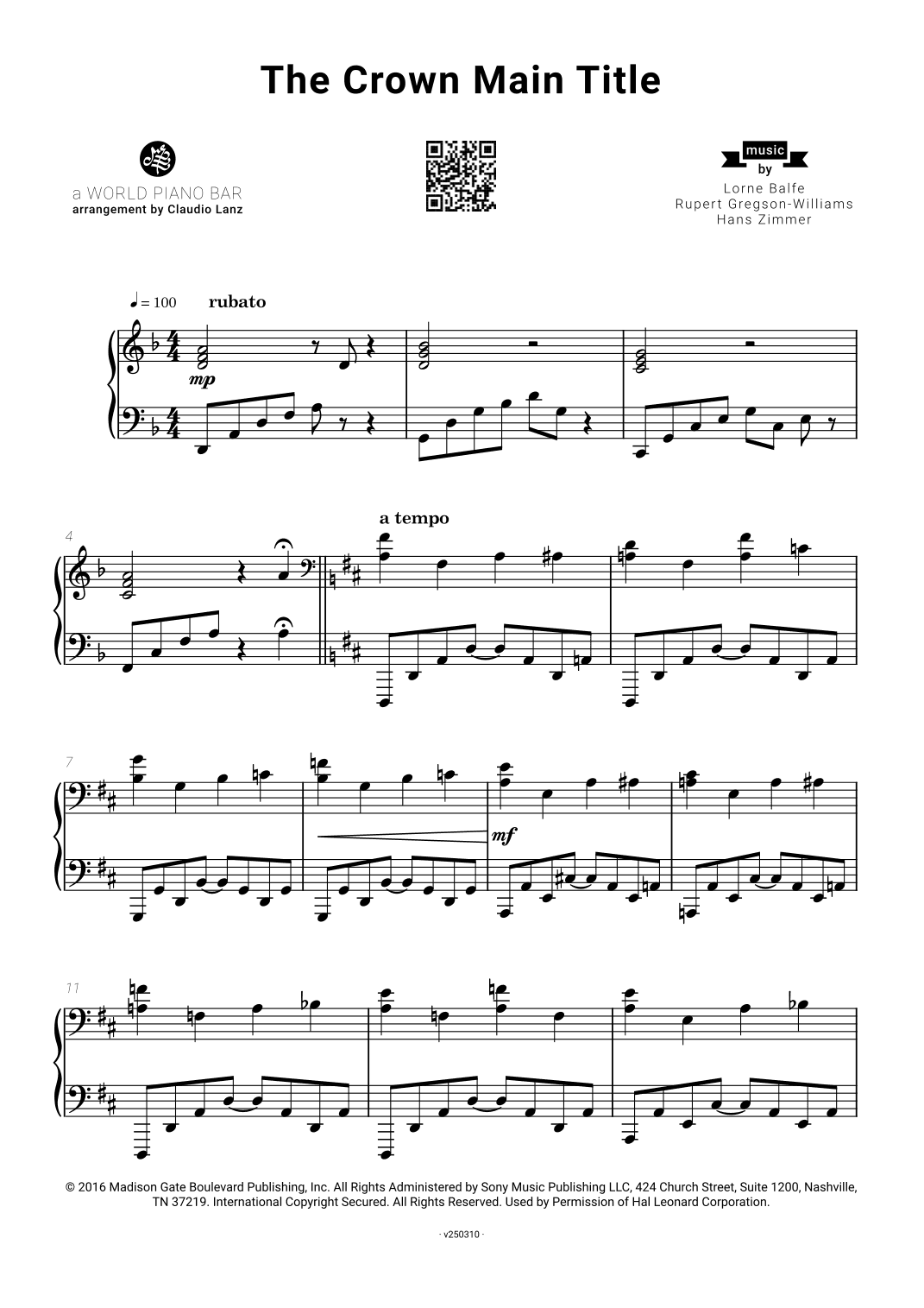 The Crown Main Theme (arr. World Piano Bar)