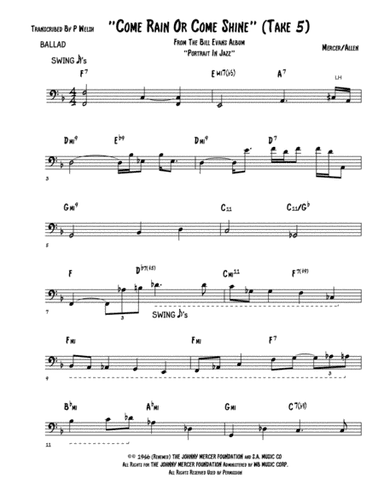 Come Rain Or Come Shine (arr. P Welsh)
