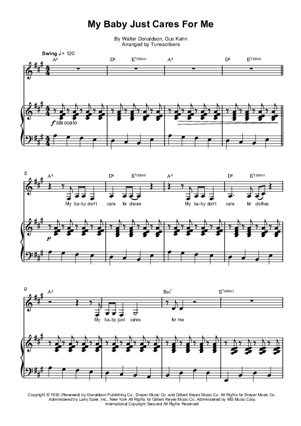 My Baby Just Cares for Me (arr. Tunescribers)