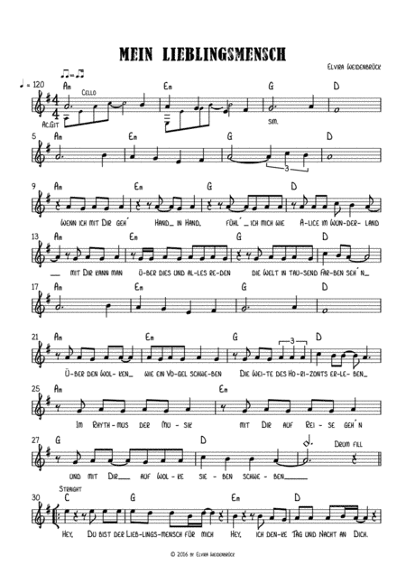 Mein Lieblingsmensch - Lead-Sheet