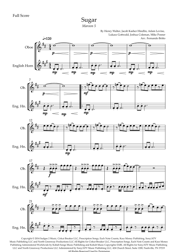 Sugar (arr. Fernando Britto)