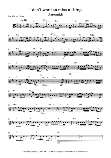 I Don't Want To Miss A Thing (arr. Marina Lopes)
