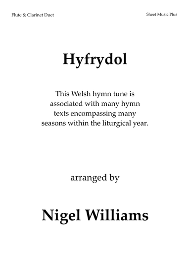 Hyfrydol, for Flute and Clarinet Duet (arr. Nigel Williams)