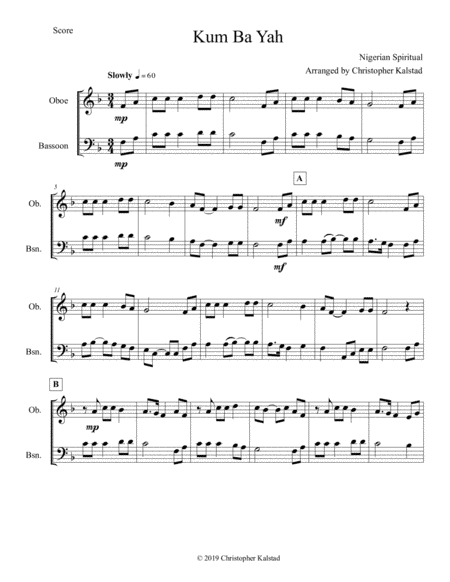 Kum Ba Yah (Oboe/Bassoon Duet) (arr. Christopher Kalstad)