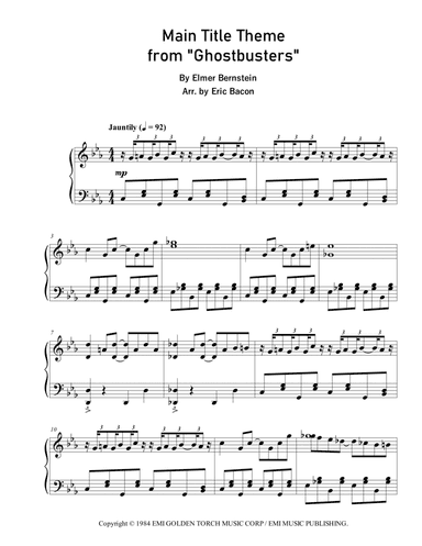 Main Title Theme (ghostbusters) (arr. Eric Bacon)