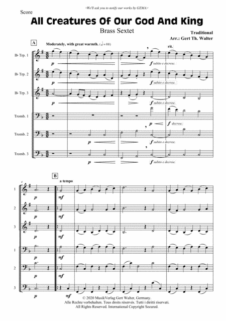 All Creatures Of Our God And King (arr. Gert Th. Walter)