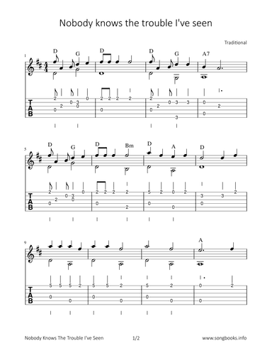 Nobody knows the trouble I've seen (arr. Bettina Schipp)