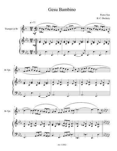 Gesu Bambino (Trumpet Solo with Piano Accompaniment) (arr. B. C. Dockery)