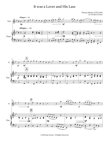 It Was a Lover and His Lass (arr. Jane Frasier)