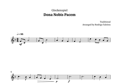 Dona Nobis Pacem - for glockenspiel (arr. Rodrigo Faleiros)
