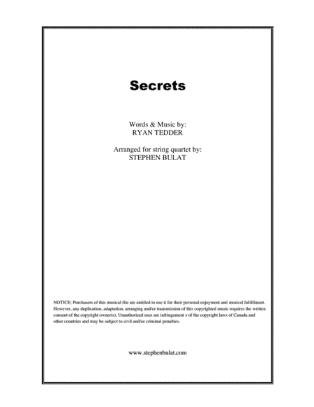 Secrets (arr. Stephen Bulat)