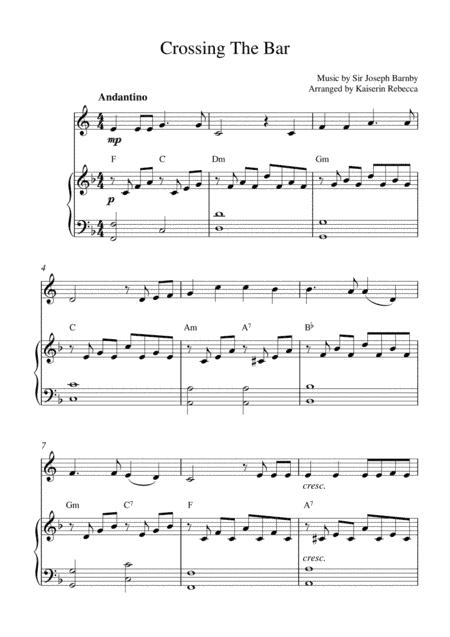Crossing the Bar (horn solo and piano accompaniment) (arr. Kaiserin Rebecca)