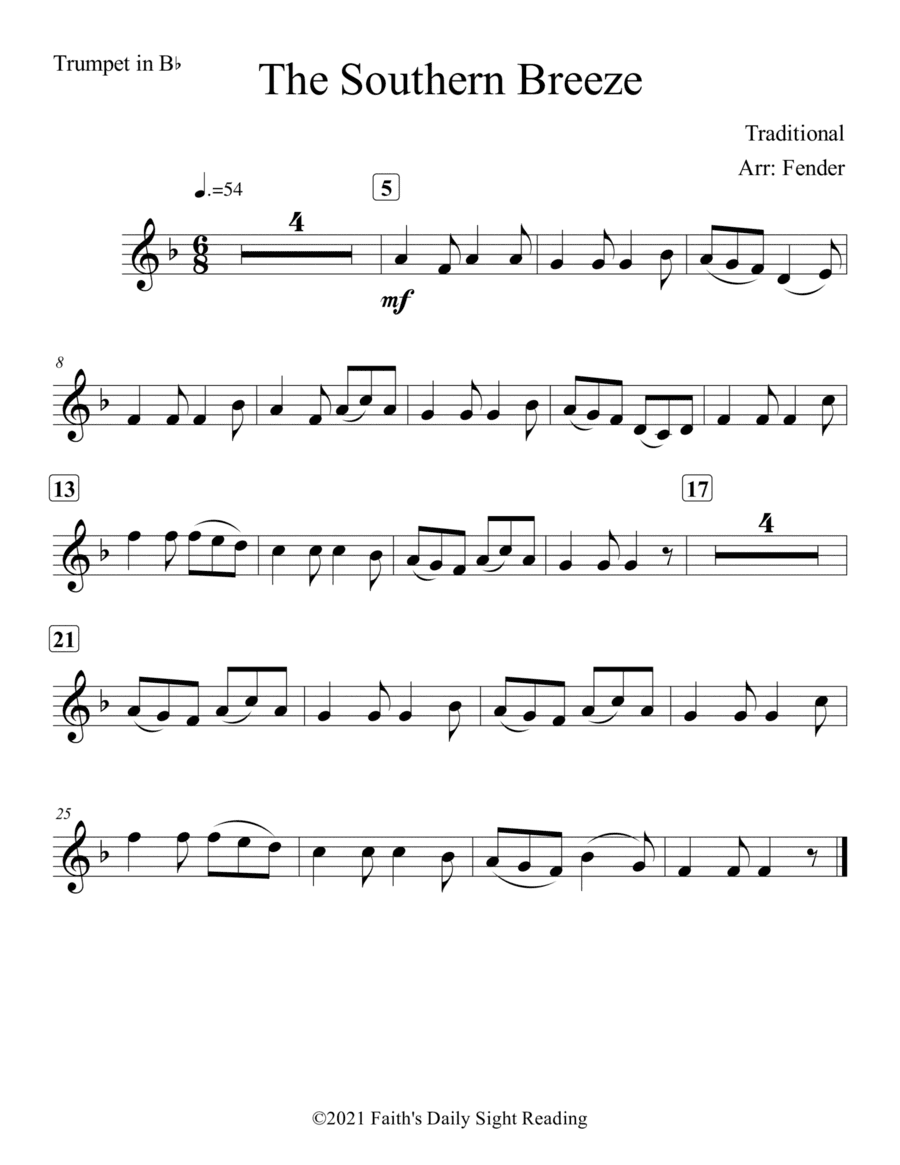 The Southern Breeze (Easy) (For Trumpet and Piano) (arr. Jerremy Fender)