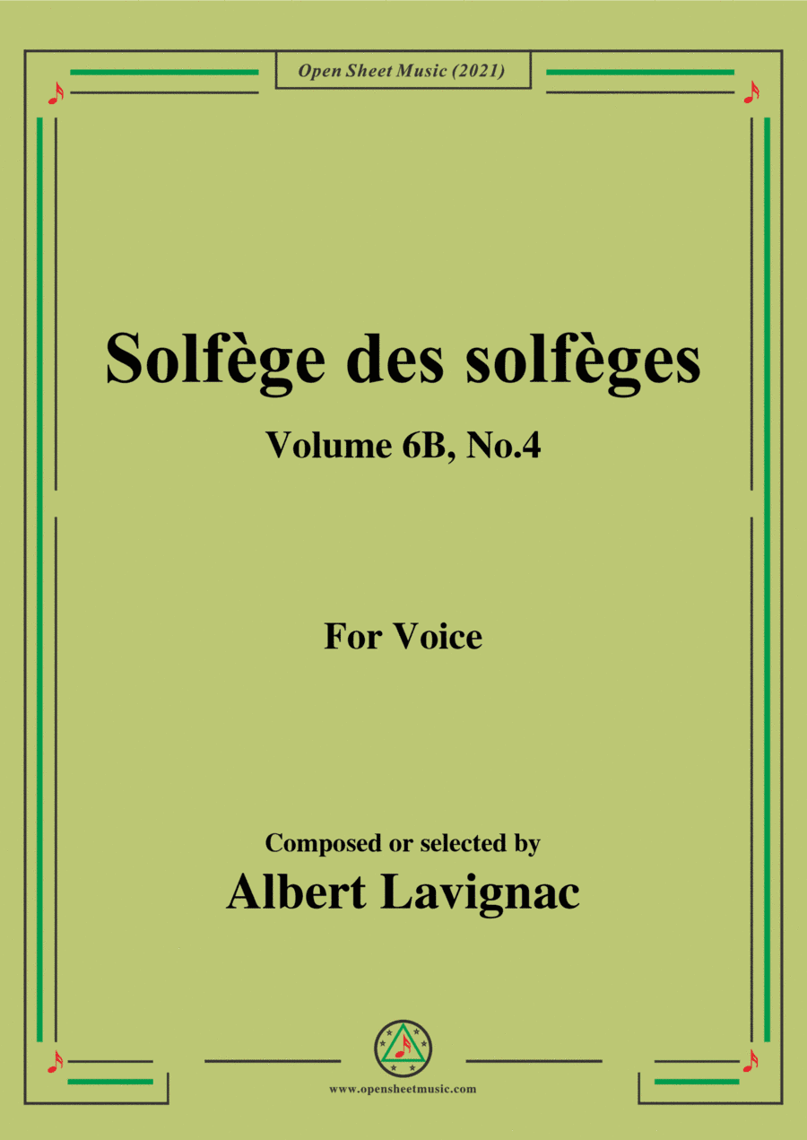 Lavignac-Solfege des solfeges,Volume 6B No.4,for Voice (arr. Open Cloud)
