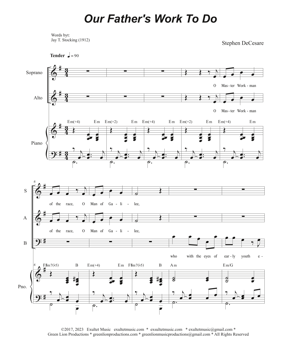 Our Father's Work To Do (Vocal Trio - (SAB)