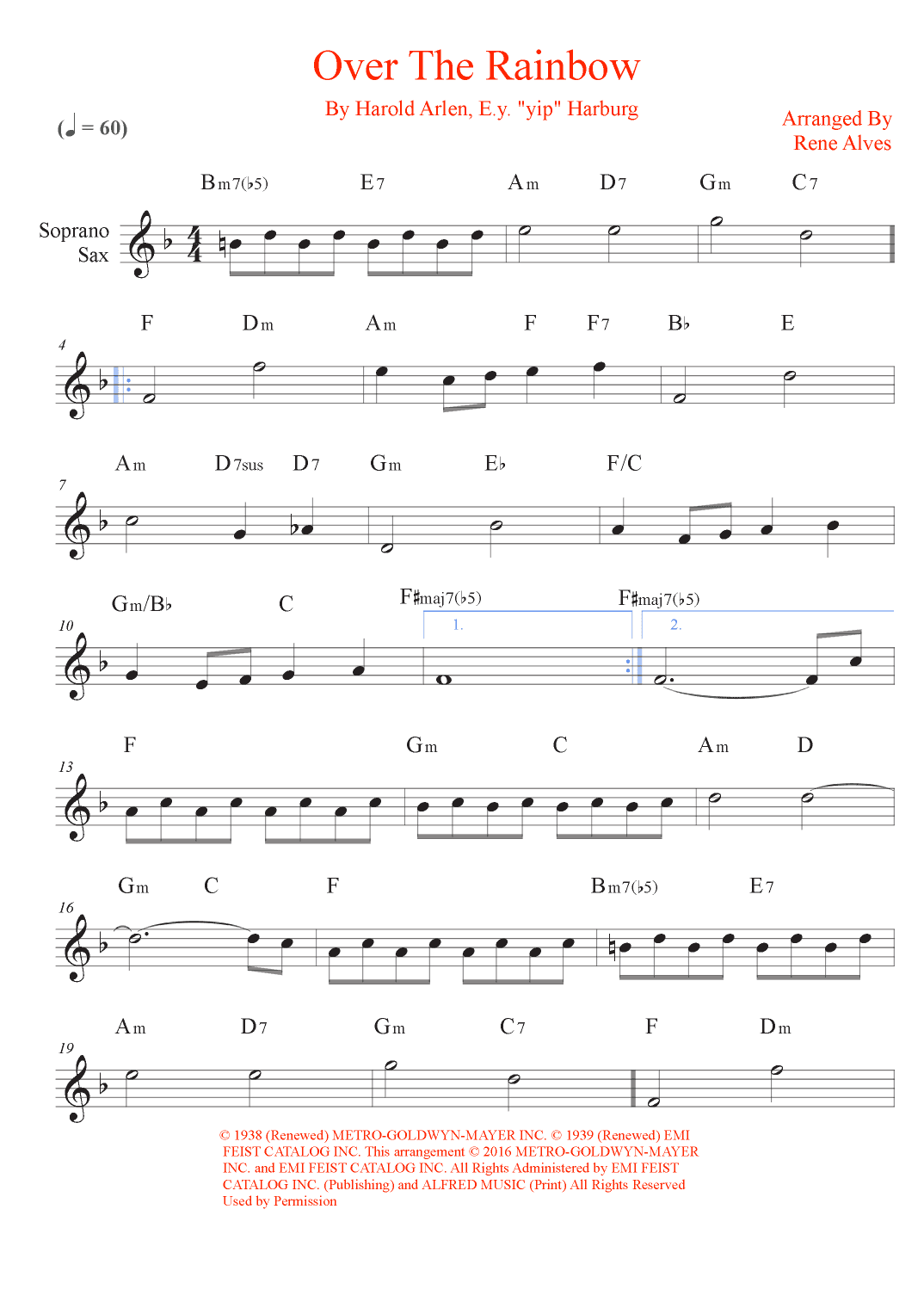 Over The Rainbow (arr. Rene Alves)