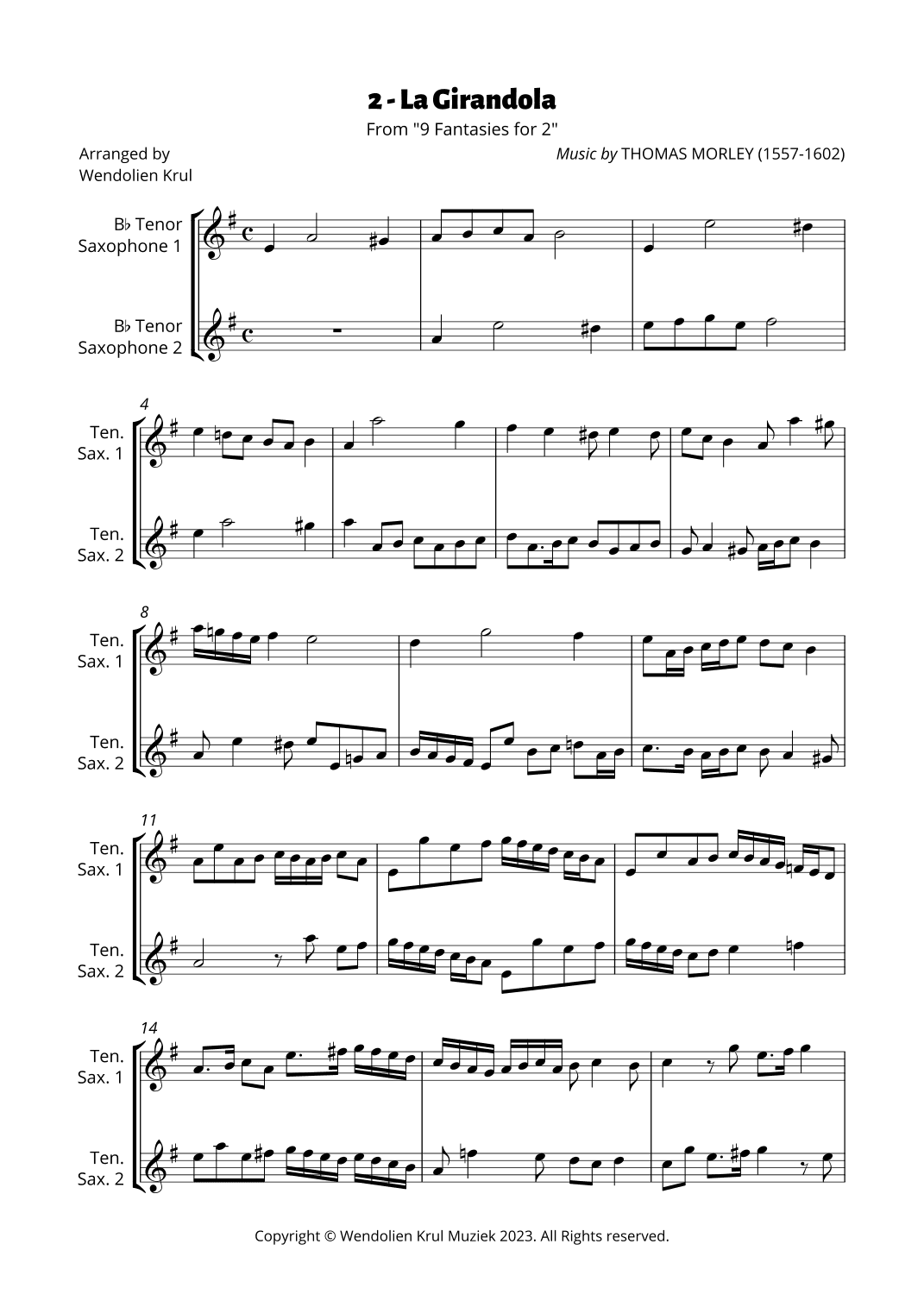 La Girandola (from "9 Fantasies for 2") (arr. Wendolien Krul)