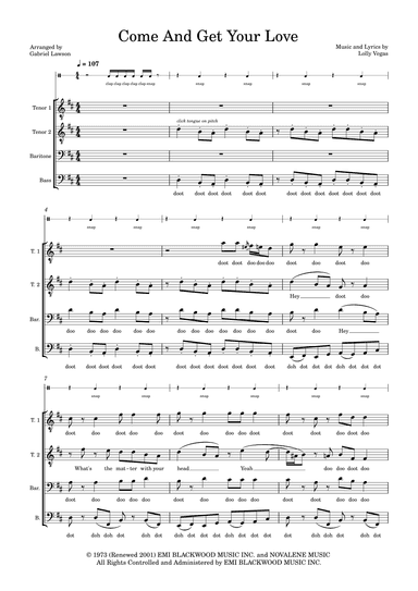 Come And Get Your Love (arr. Gabriel Lawson)